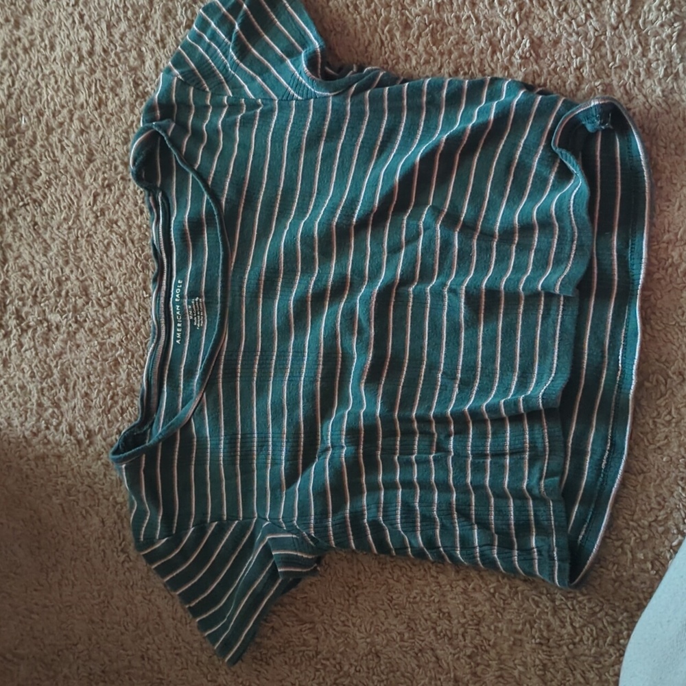 Stripe green crop top